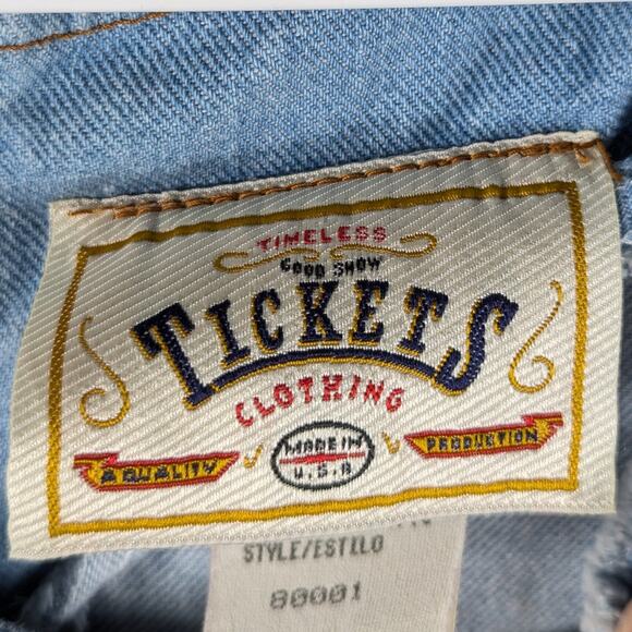 Tickets Clothing 9/10 Made in USA Denim Dress Light Blue Button Side Vintage 90s - Picture 3 of 7